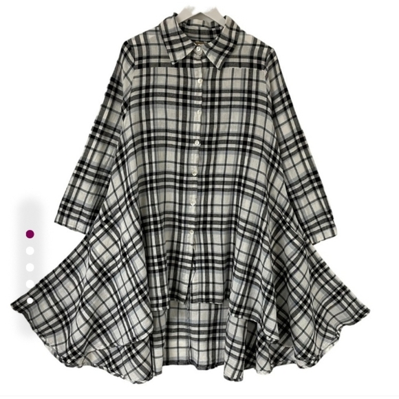 TULIP Alexandria Tunic Shirt Plaid Buttoned Front Pockets Cotton Sz S - Picture 3 of 7